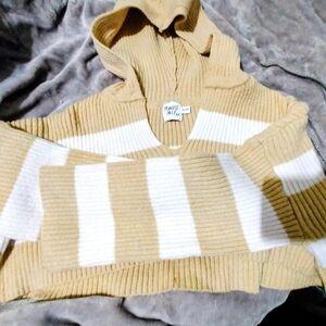 Princess Polly Tan and White Striped Cardigan